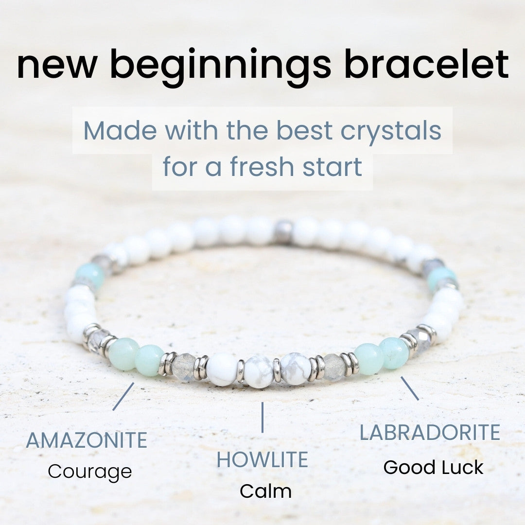 "New Beginnings" Howlite Amazonite and Labradorite Delicate Bracelet