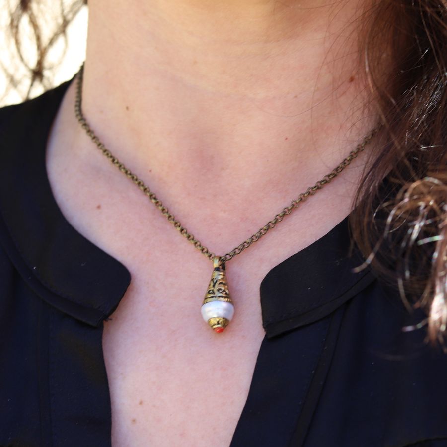 Tibetan Pearl Pendant Chain Necklace - *Final Sale*