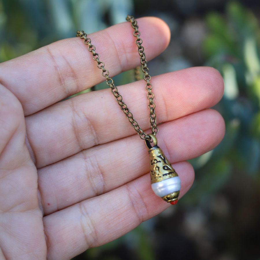 Tibetan Pearl Pendant Chain Necklace - *Final Sale*