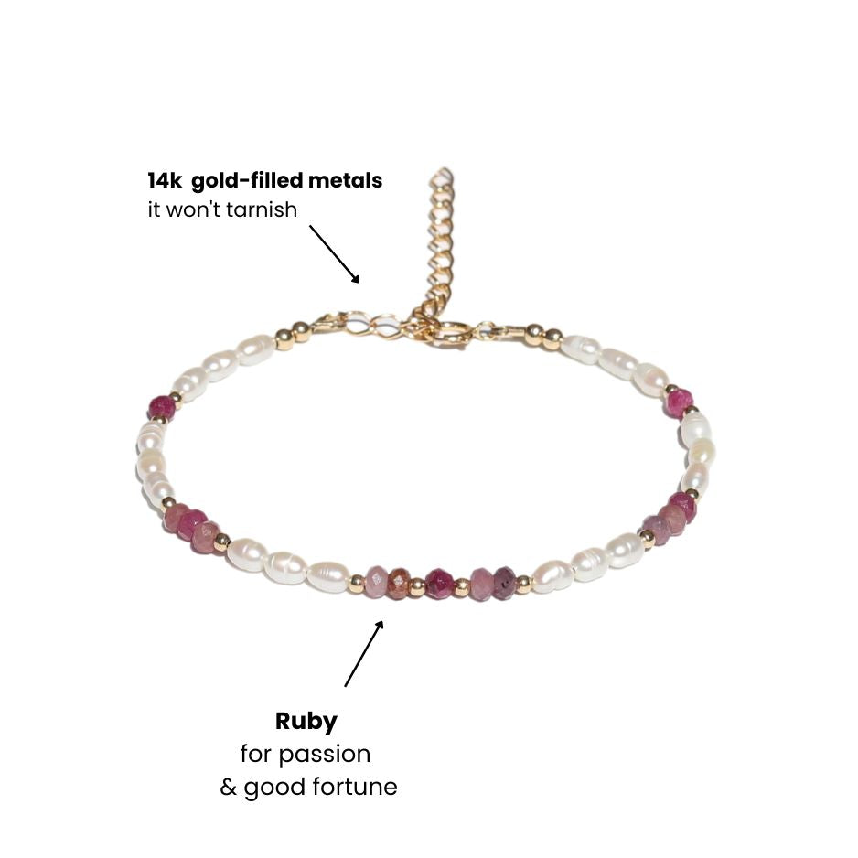 Pearl and Ruby Luxury Bracelet