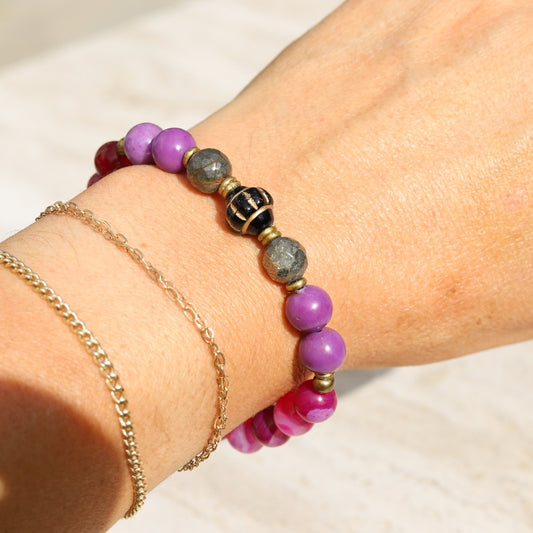 Pink Agate & Phosphosiderite Bracelet *Final Sale*