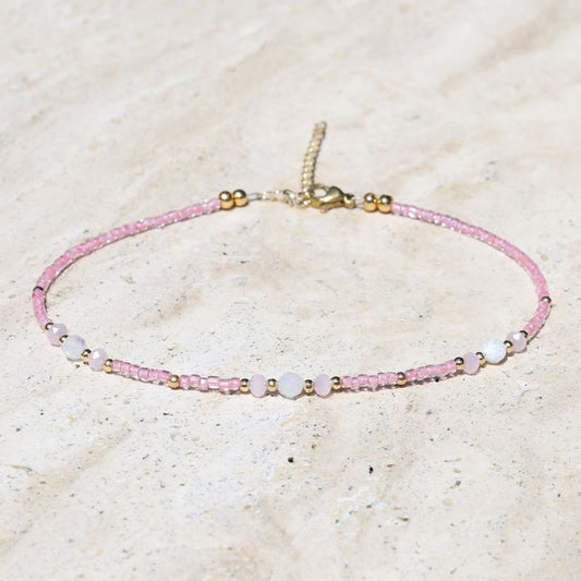 Pink Moonstone Anklet