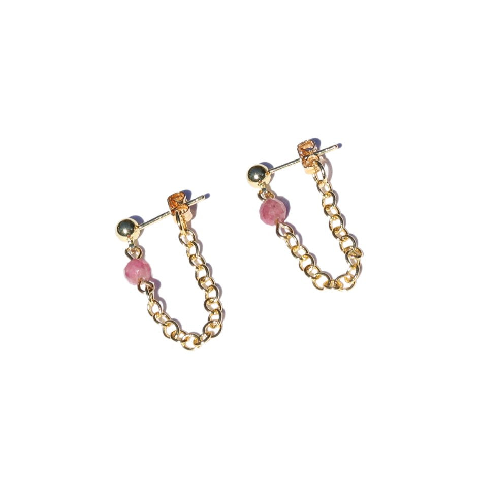 Rose Quartz and Pink Tourmaline Earring Stack