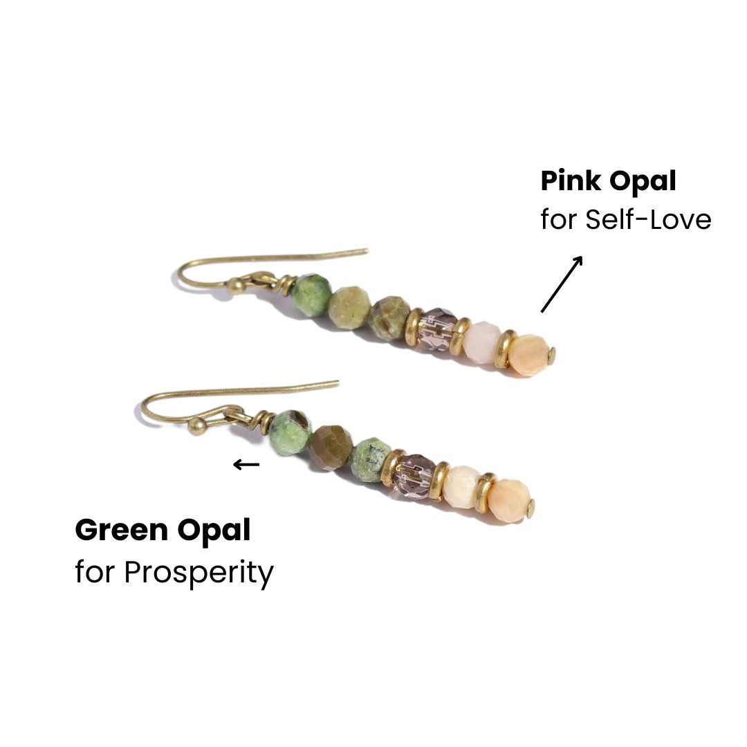 Green and Pink Opal Earrings
