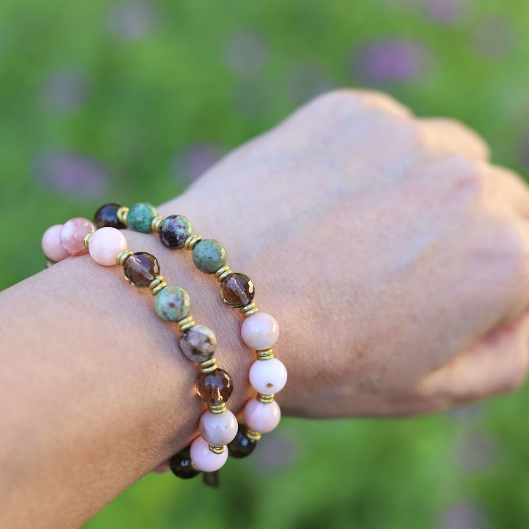 Green and Pink Opal Wrap Bracelet