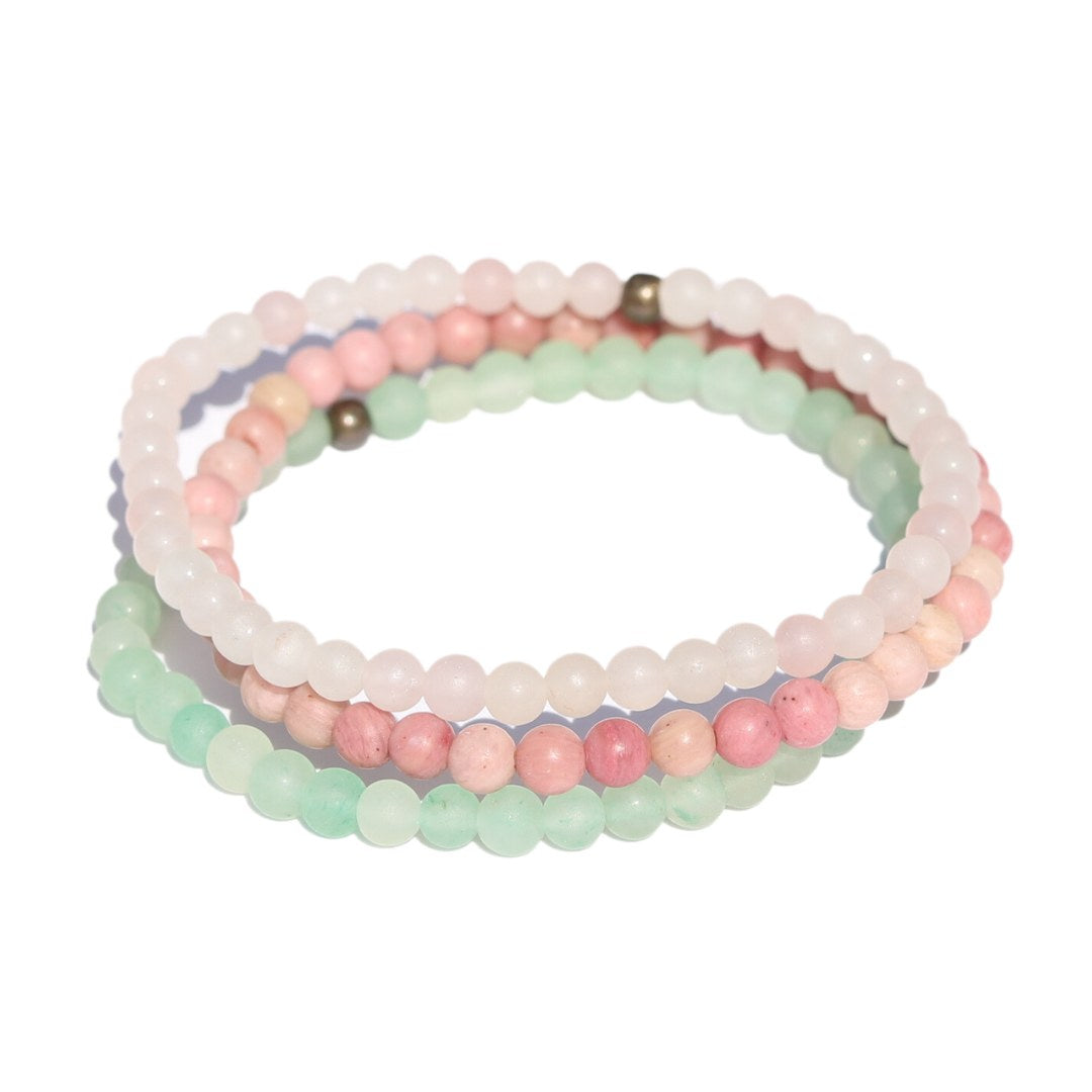 Rose Quartz Aventurine & Rhodonite Delicate Beaded Bracelet