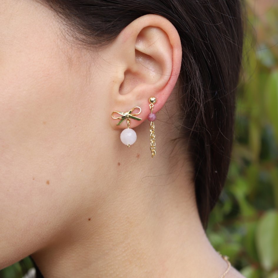 Rose Quartz and Pink Tourmaline Earring Stack