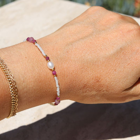 Ruby and Pearl Bracelet