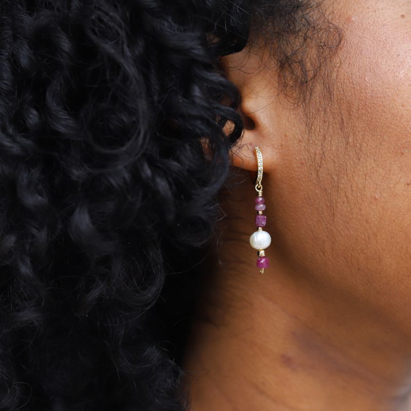 Ruby and Pearl Luxury Earrings