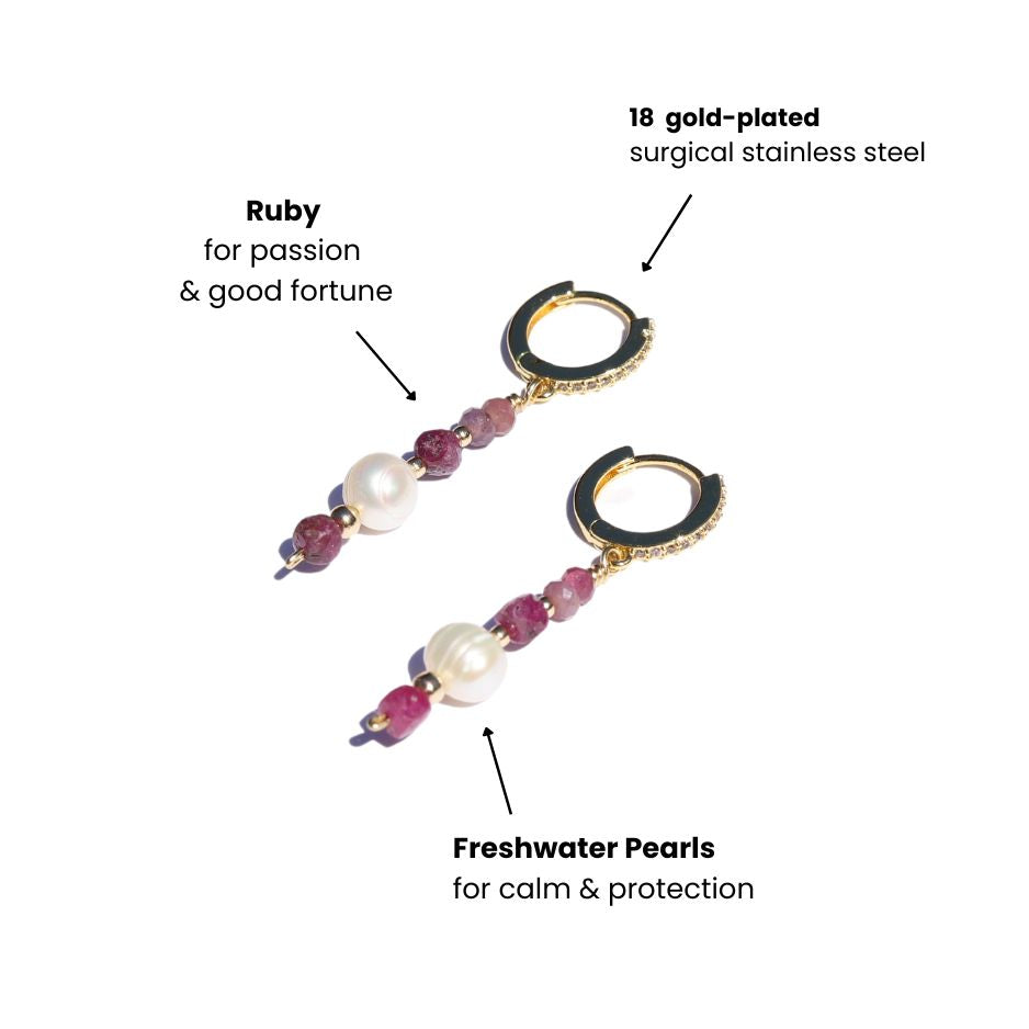 Ruby and Pearl Luxury Earrings