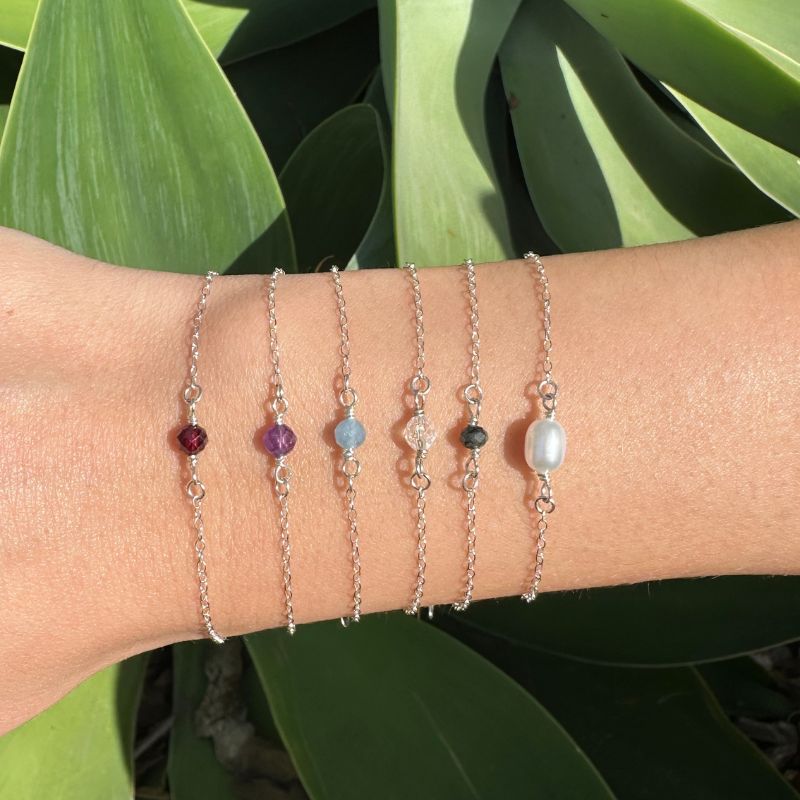 Garnet Sterling Silver Bracelet - January