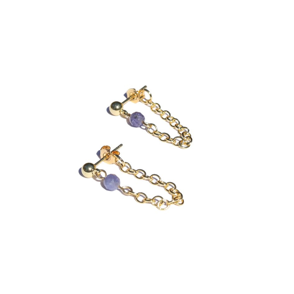 Tanzanite Chain Earrings
