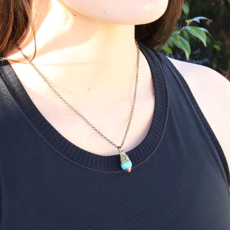 Tibetan Turquoise Pendant Chain Necklace - *Final Sale*