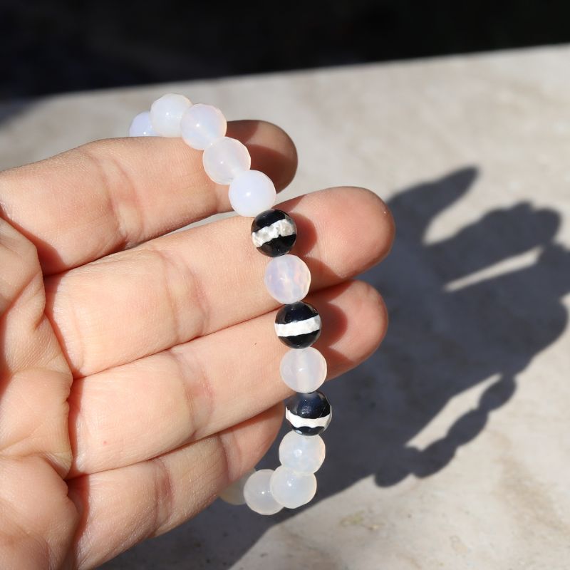 White Agate & Tibetan Agate Bracelet *Final Sale*