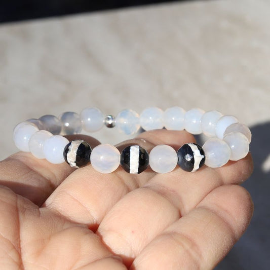 White Agate & Tibetan Agate Bracelet *Final Sale*