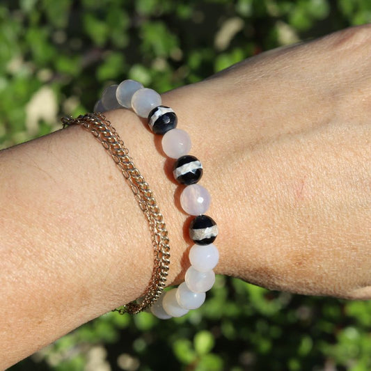 White Agate & Tibetan Agate Bracelet *Final Sale*