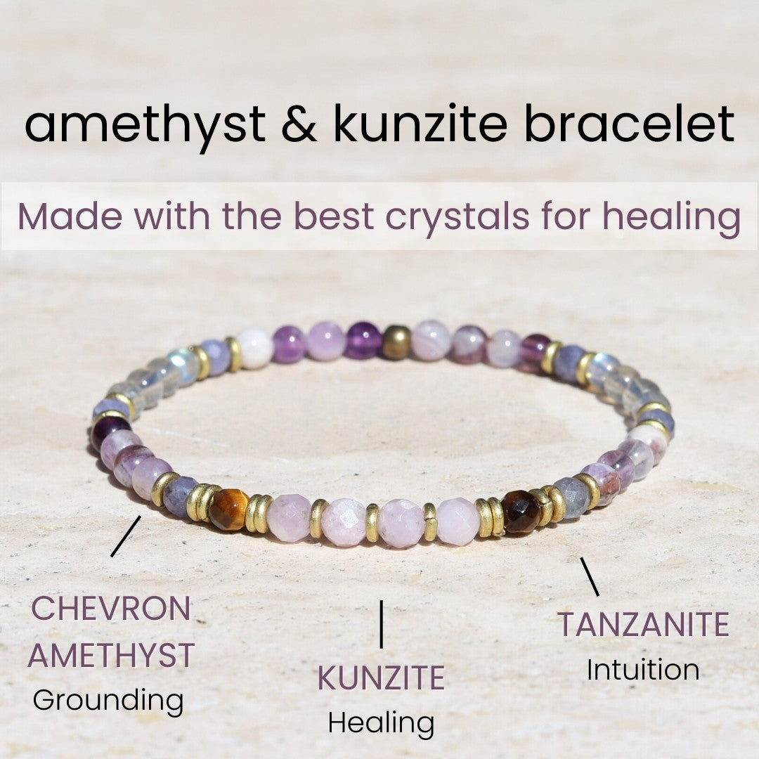 Chevron Amethyst and Kunzite Delicate Bracelet