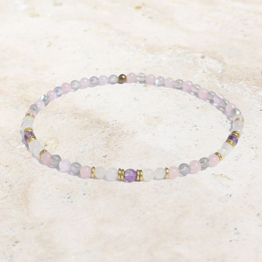 divine feminine rose quartz labradorite anklet