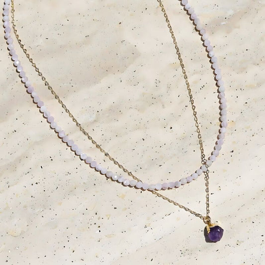 kunzite and amethyst necklace set