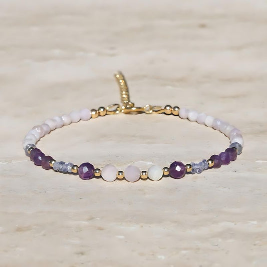 kunzite and amethyst bracelet