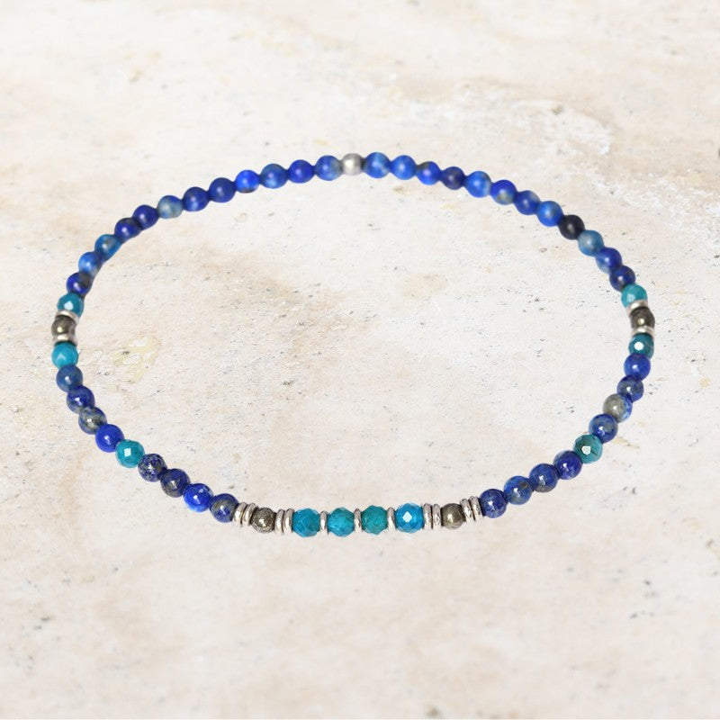 "Intuition" Lapis Lazuli and Apatite Delicate Anklet