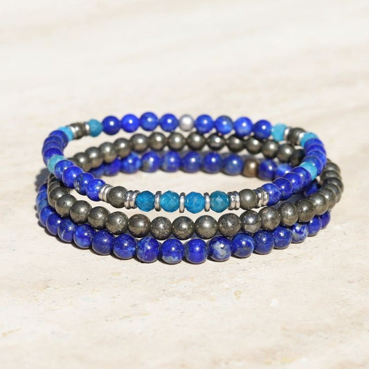 lapis lazuli and apatite bracelet set