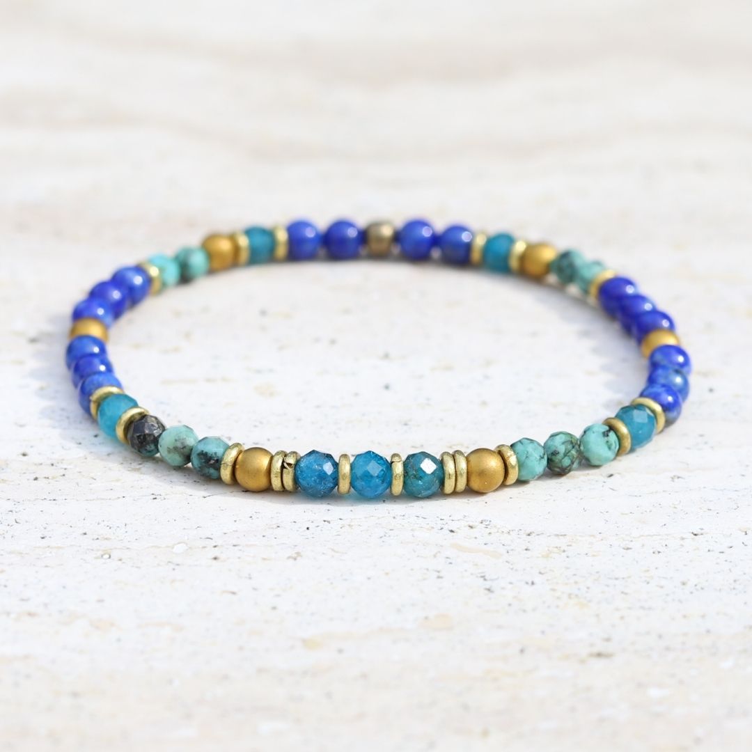 "Intuition & Change" Lapis Lazuli and African Turquoise Delicate Bracelet