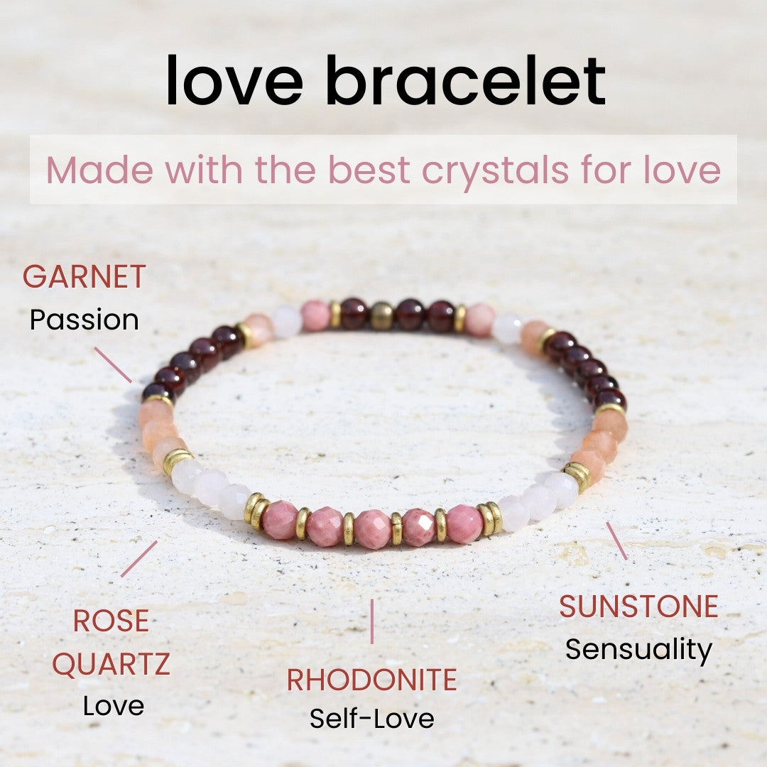 "Love & Self Love" Garnet and Rose Quartz Delicate Bracelet