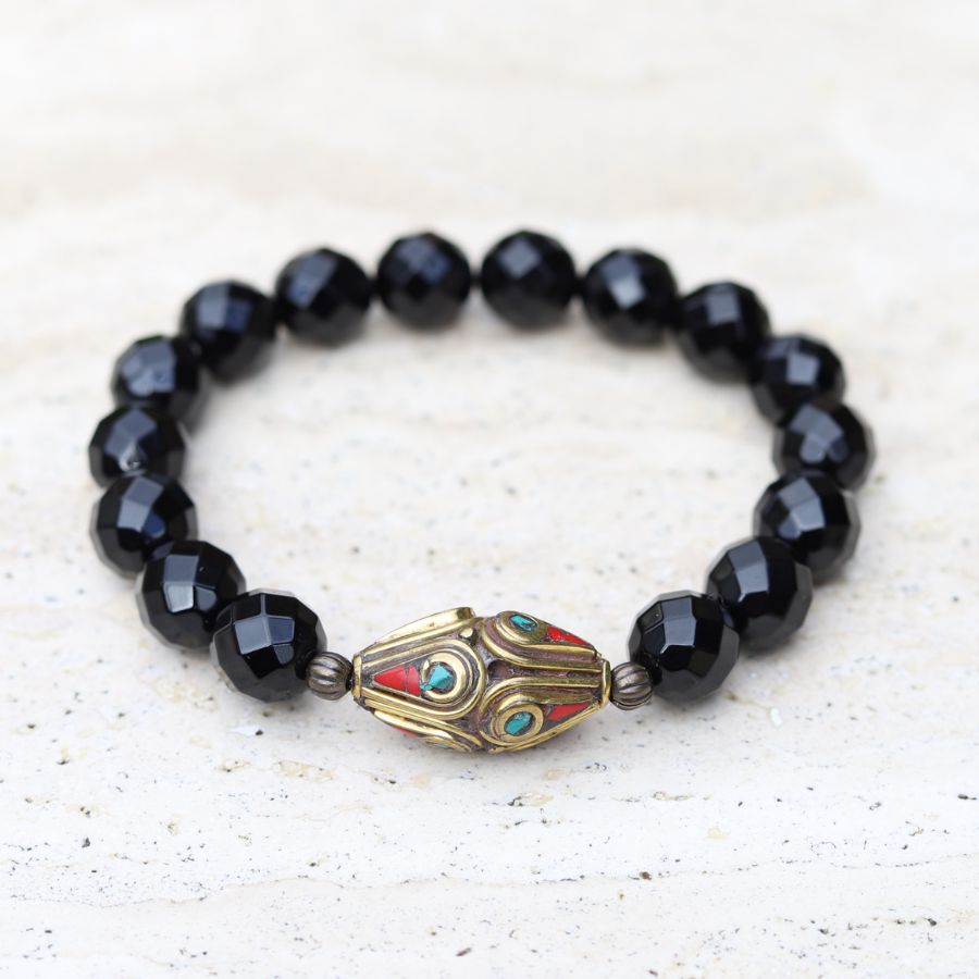 Onyx & Unique Tibetan Bead Bracelet *Final Sale*