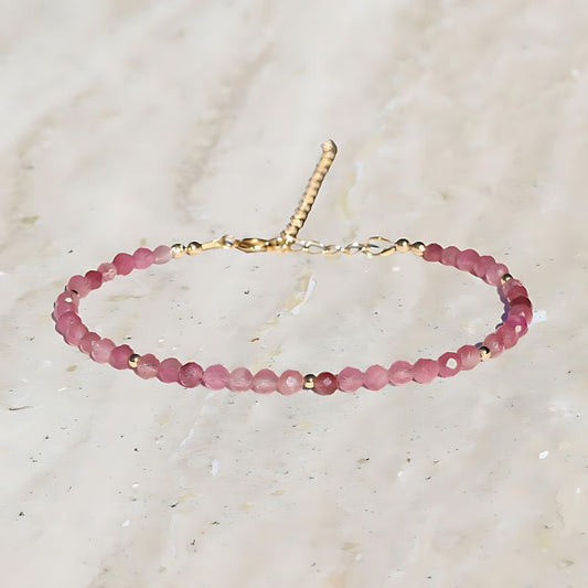 pink tourmaline delicate bracelet