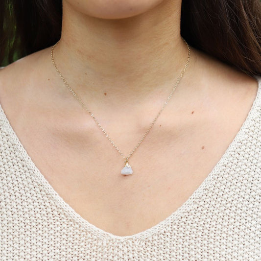 Delicate Raw Moonstone Pendant Necklace