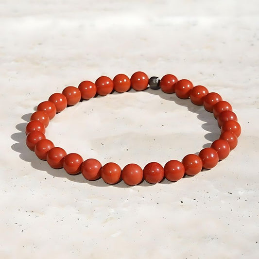 Grounding, First Chakra, Genuine Red Jasper Gemstone Mala Bracelet