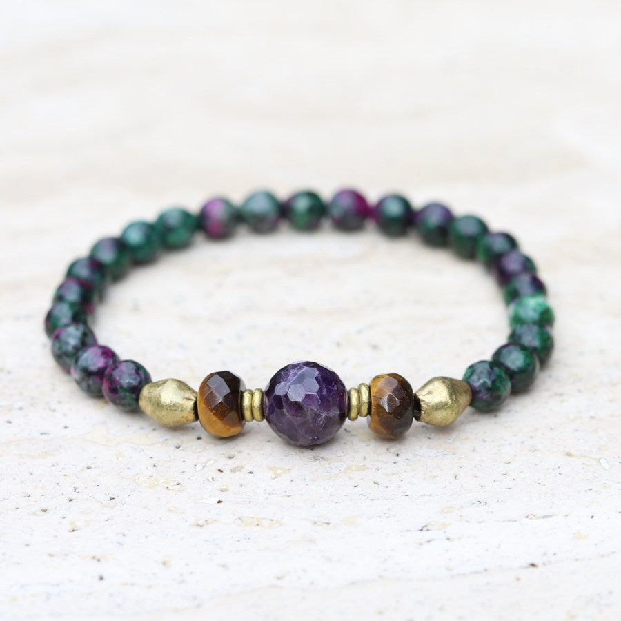 "Energy" Ruby in Zoisite and Amethyst Bracelet *Final Sale*