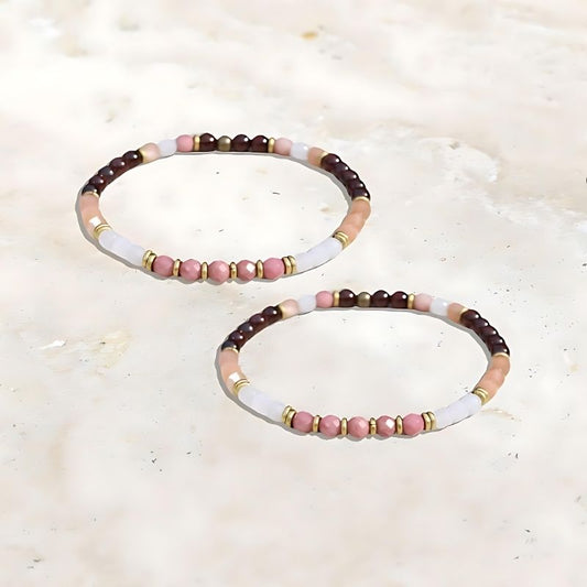 self love bracelet bundle rose quartz, garnet, sunstone and rhodonite