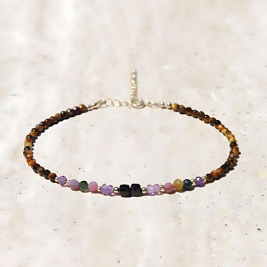 tourmaline and tigers eye anklet