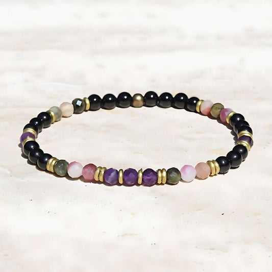 tourmaline and amethyst delicate bracelet