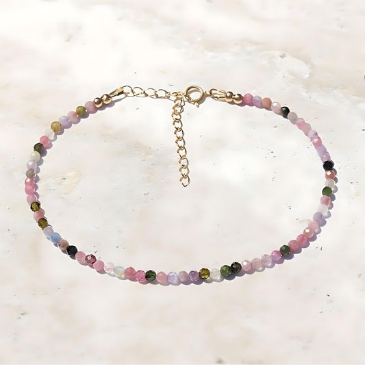 watermelon tourmaline anklet