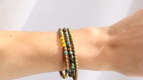 "Nurture and Joy" Jasper Yellow Jade and African Turquoise Delicate Bracelet Stack Video