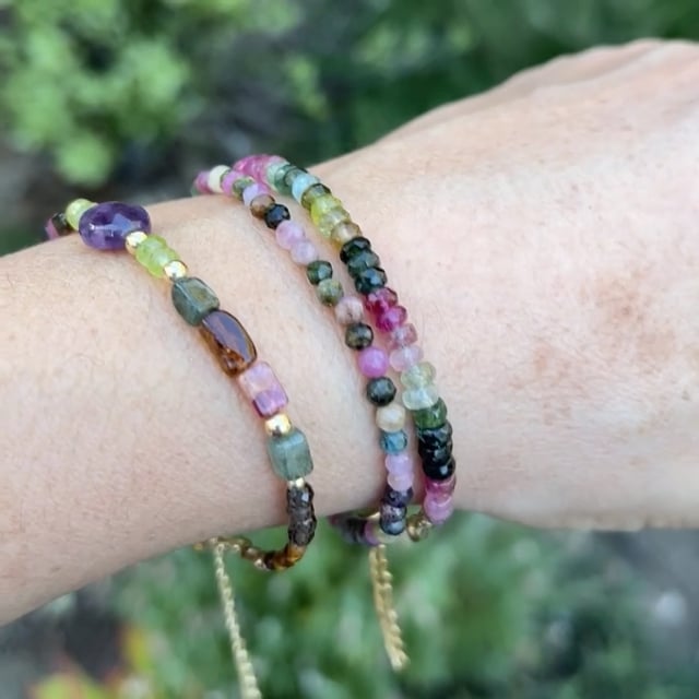 Tourmaline Amethyst and Tiger's Eye Luxury Bracelet