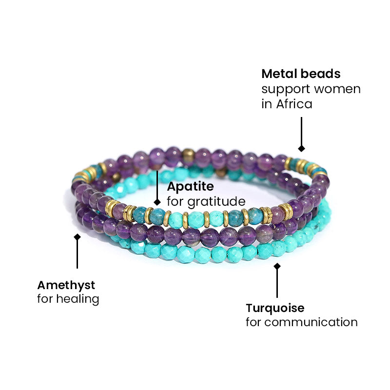 Genuine Amethyst and Apatite gemstones meanings