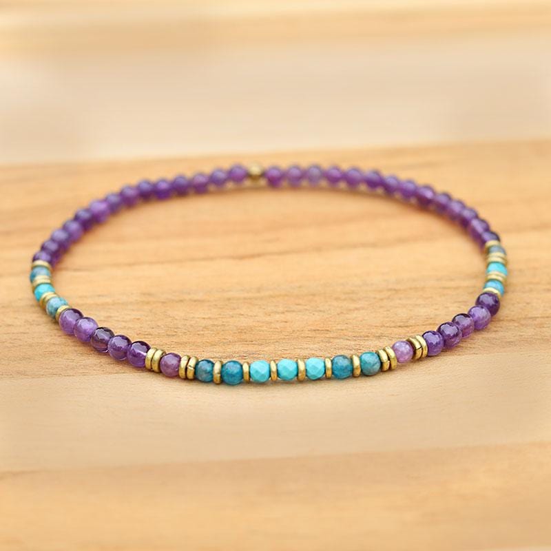 Amethyst and Apatite Delicate Anklet