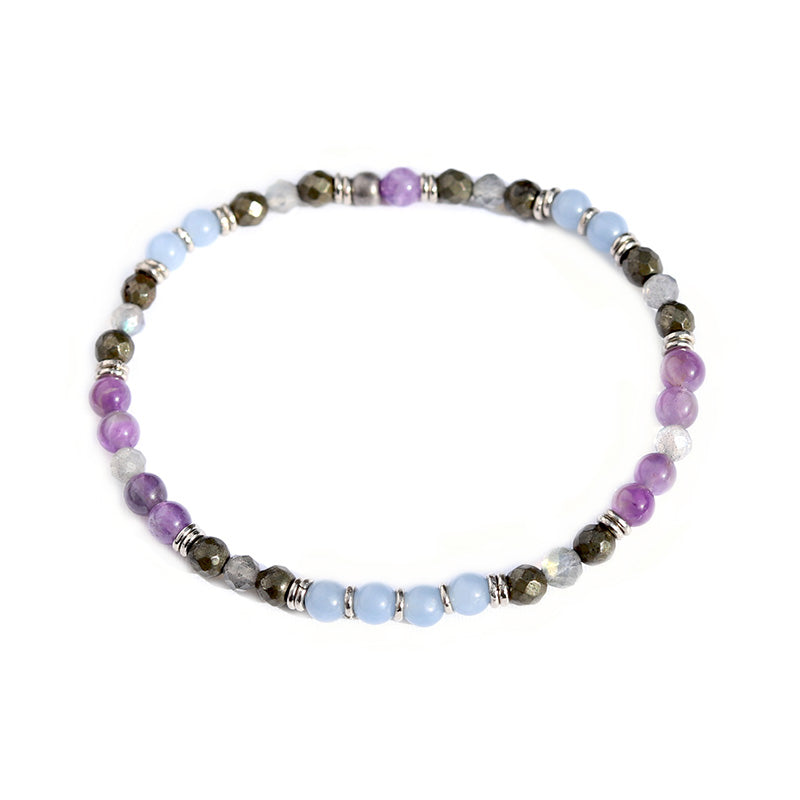 Aquarious stone - Angelite and Amethyst Delicate Bracelet