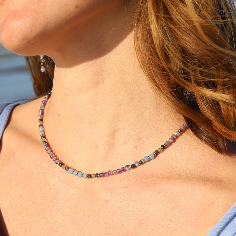 Angelite and Amethyst Delicate Necklace