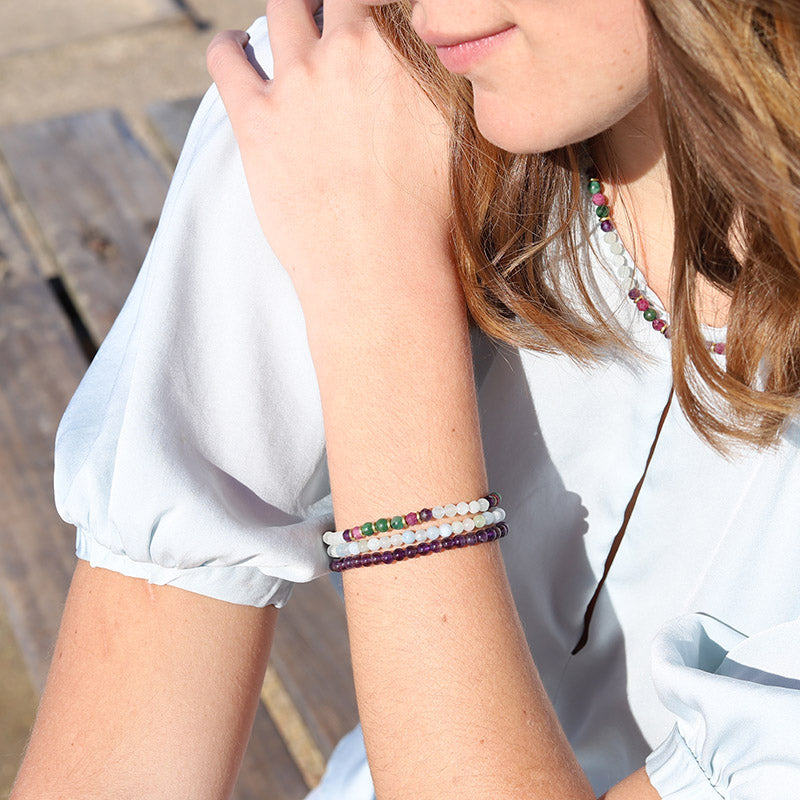 Aquamarine, Jade and Ruby Bracelet Set 3