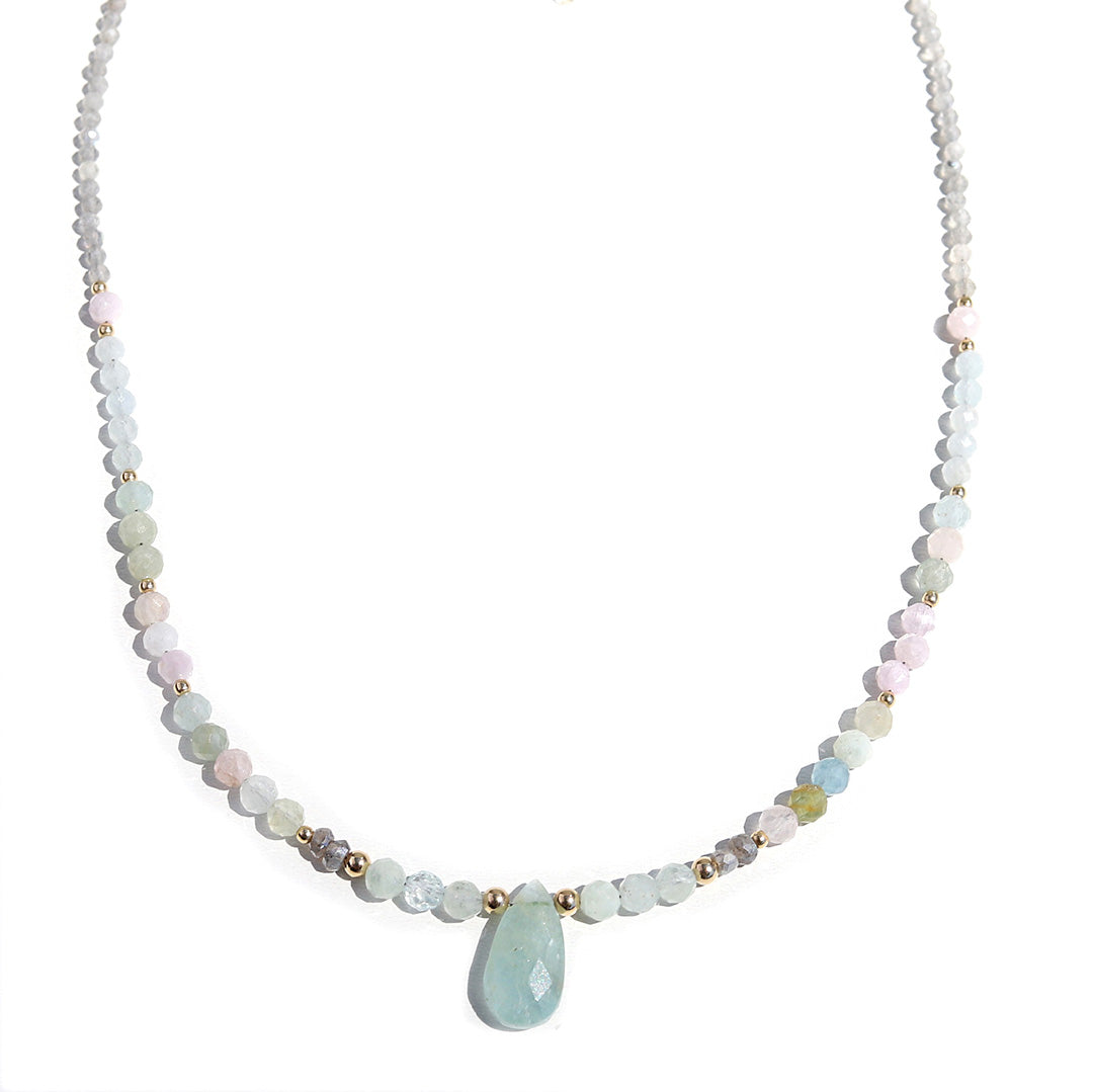 Aquamarine and Morganite Luxury Necklace 