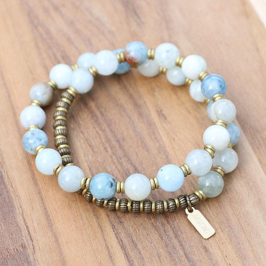 Aquamarine Wrist Mala Bracelet