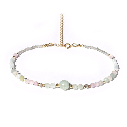Aquamarine and Kunzite Luxury Anklet 