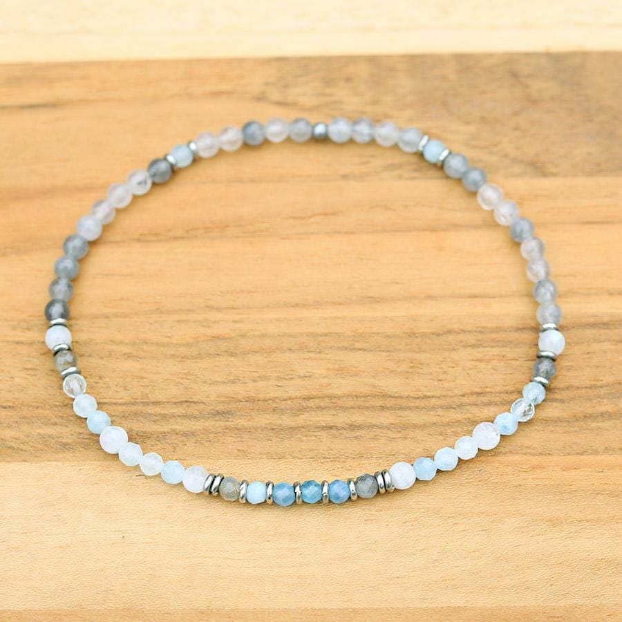 Aquamarine and Moonstone Delicate Anklet