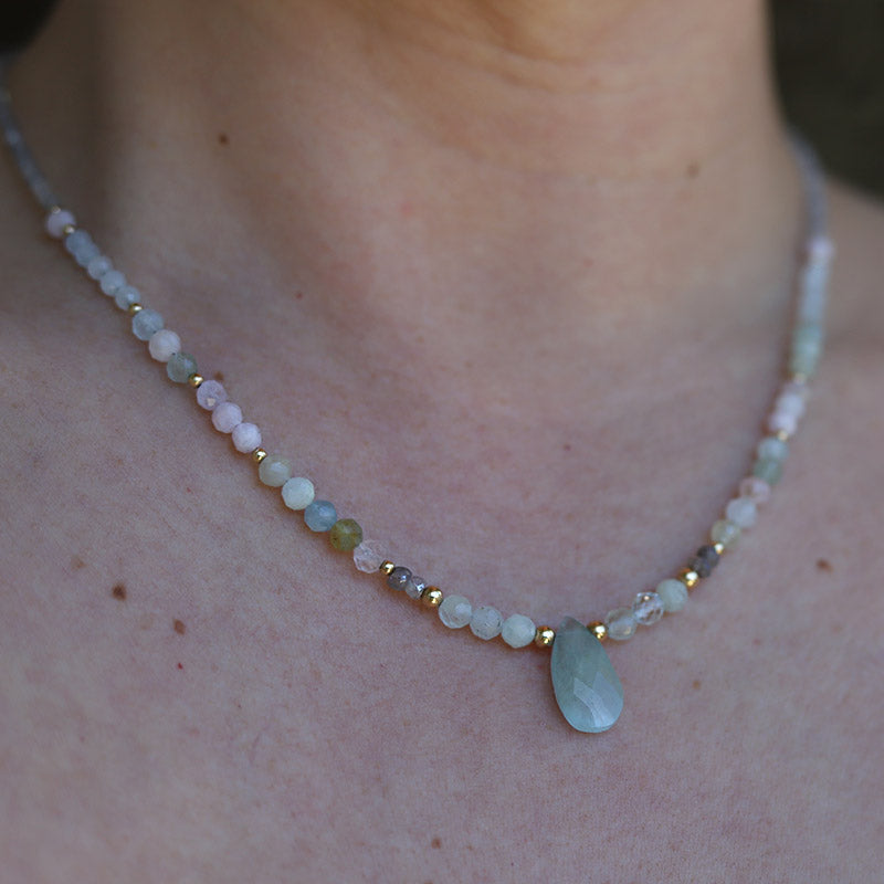 Aquamarine and Morganite  Necklace