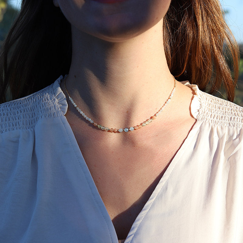 Aquamarine and Sunstone Luxury Necklace